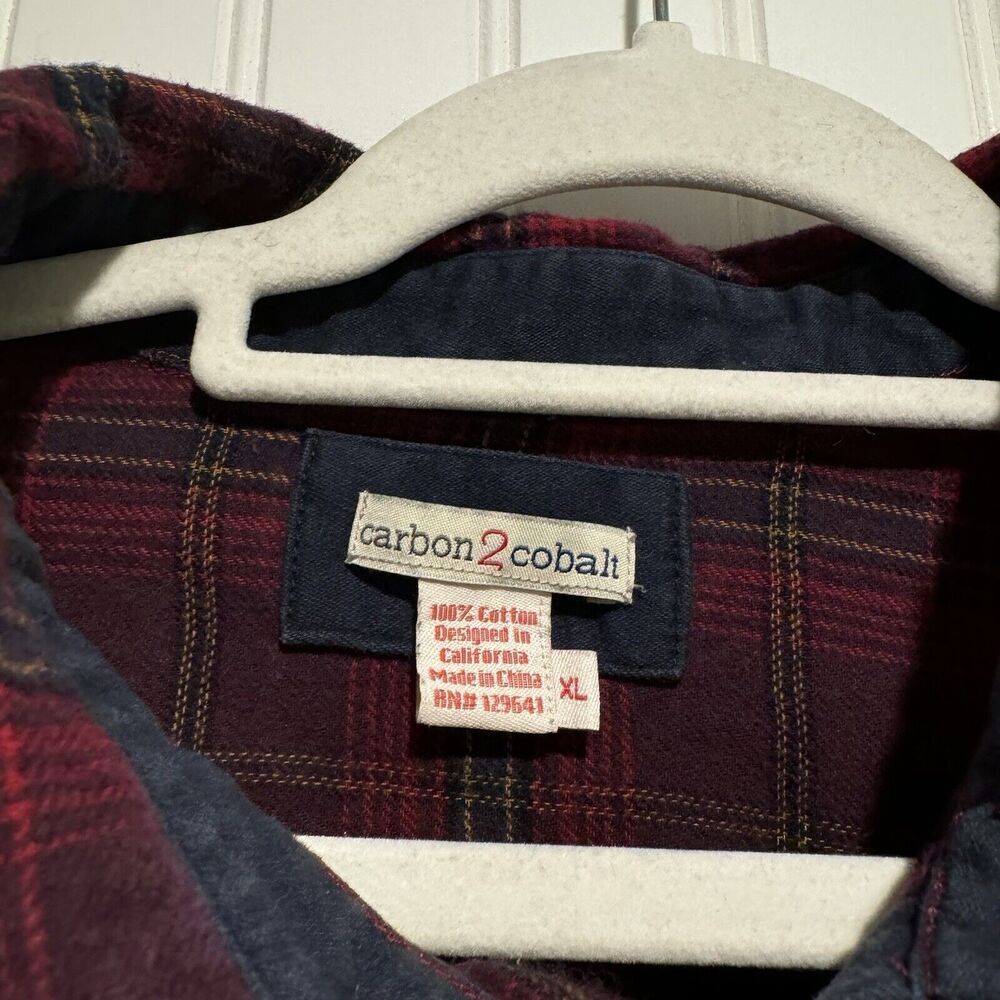 Carbon 2 Cobalt Plaid Flannel Button Up Mens XL - Picture 3 of 4